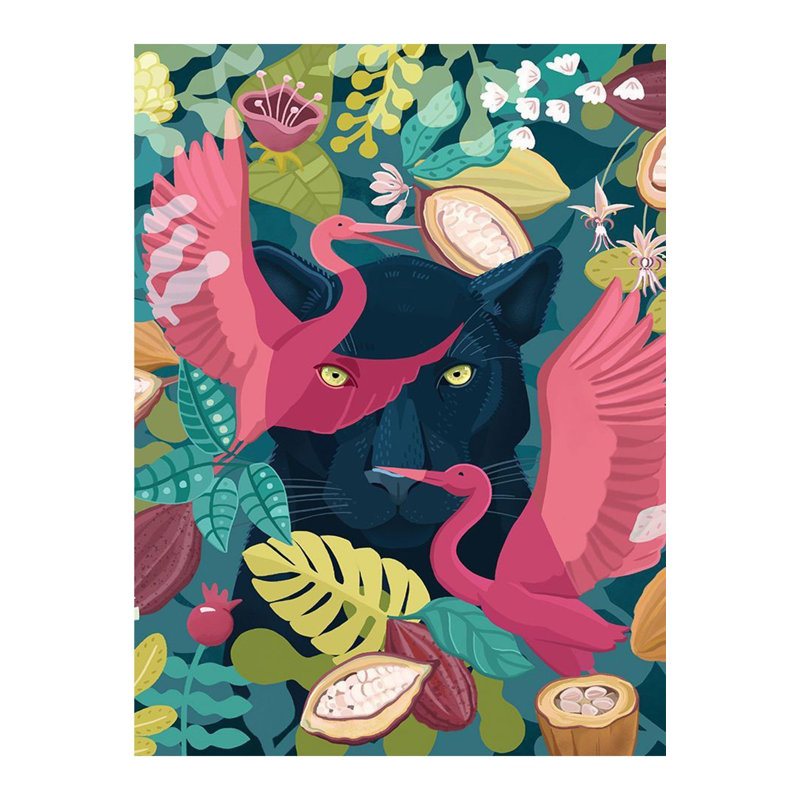 Tapis décoratif multicolore à motif tissé à base de panthère et de fleurs, Tapis de couloir 3 pi 3 po x 6 pi 7 po inclus