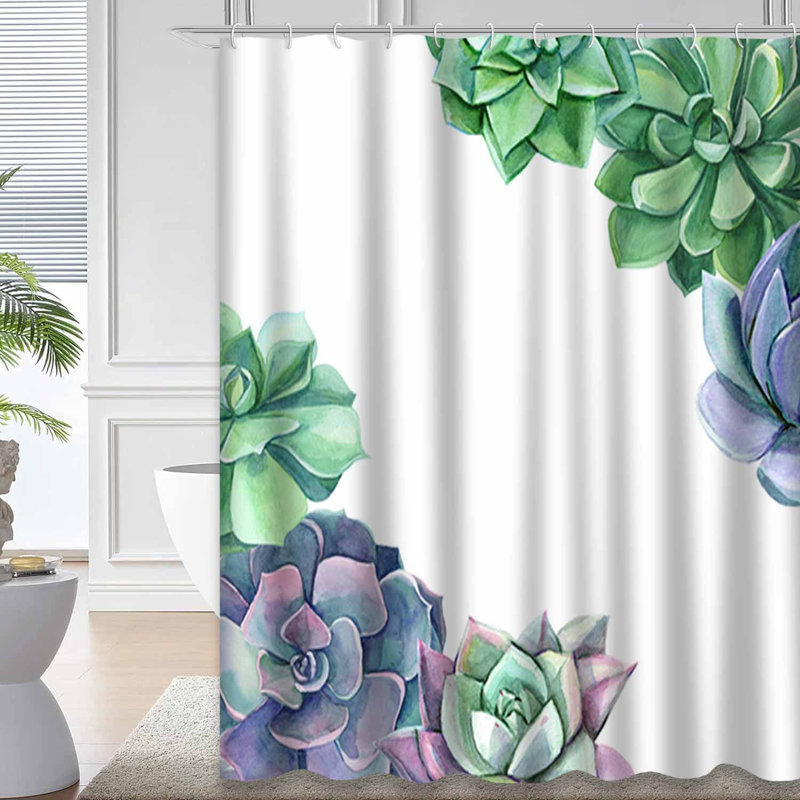 Rideau de douche vert imperméable, rideaux de douche pour la salle de bain avec 12 crochets, 72" L x 84" W