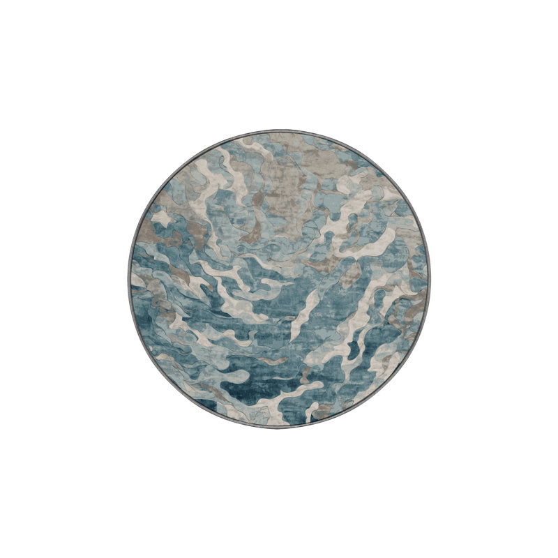 Tapis brun soyeux et moelleux, Rond 8 pi