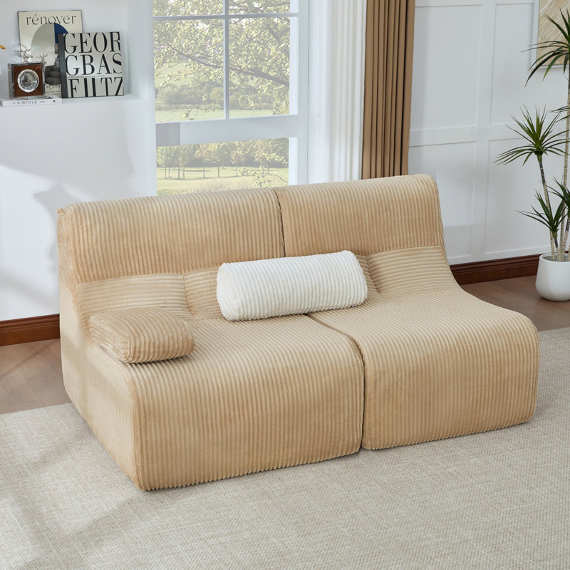 Canapé modulaire 63,7 po Modern, Velours côtelé café