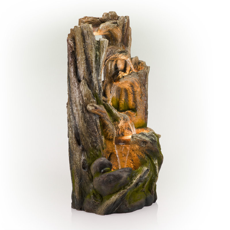 Jaason Outdoor Weather Resistant Floor Fountain with Light, 59" H x 21" W x 28" D