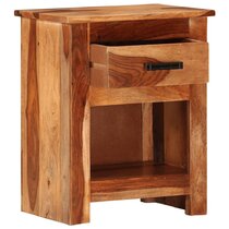 Buy Brown Finish Sheesham Wood Bedside Table