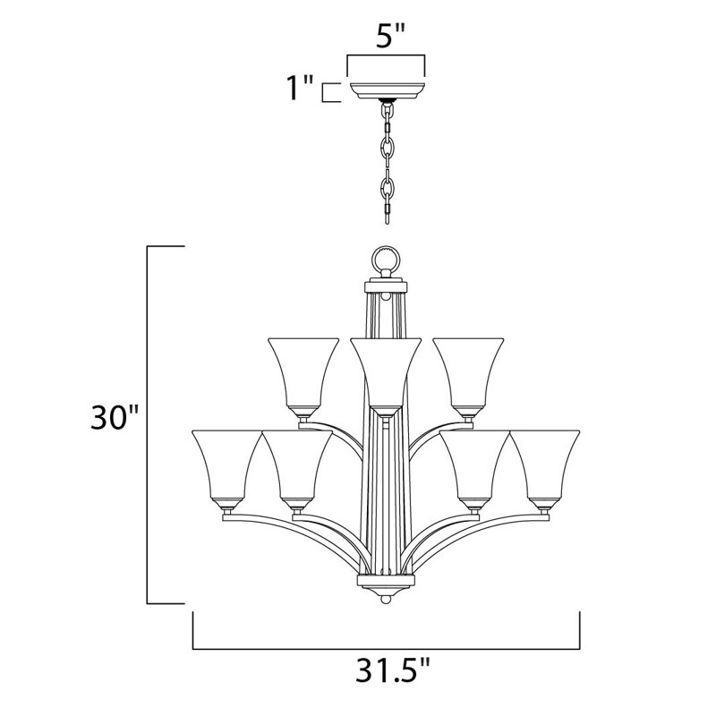 Weedman 9 - Light Dimmable Tiered Chandelier, Oil rubbed bronze