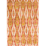 Rumi Ikat Hand-Knotted Silk Orange/Cream/Cinnabar Area Rug