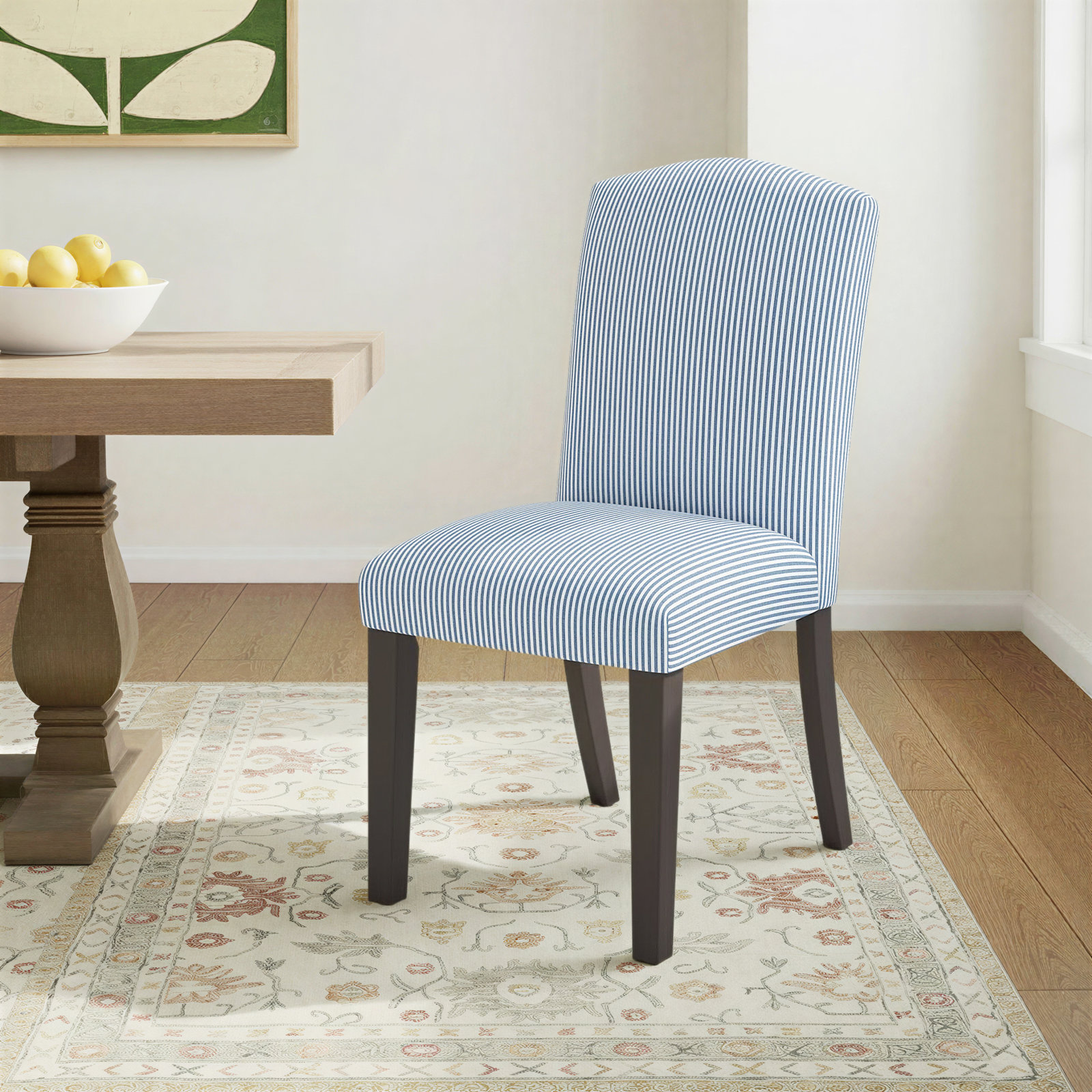 Estrela Side Chair, Prep Stripe Blue, Espresso