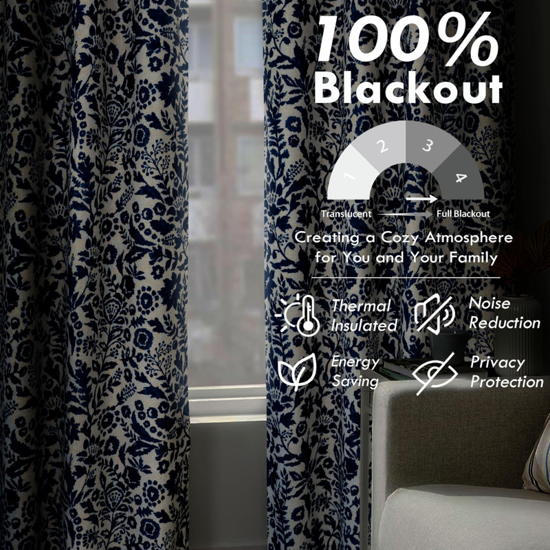 Rideaux occultant et isolant à œillets Breklyn, Bleu, L 52 po x L 63 po