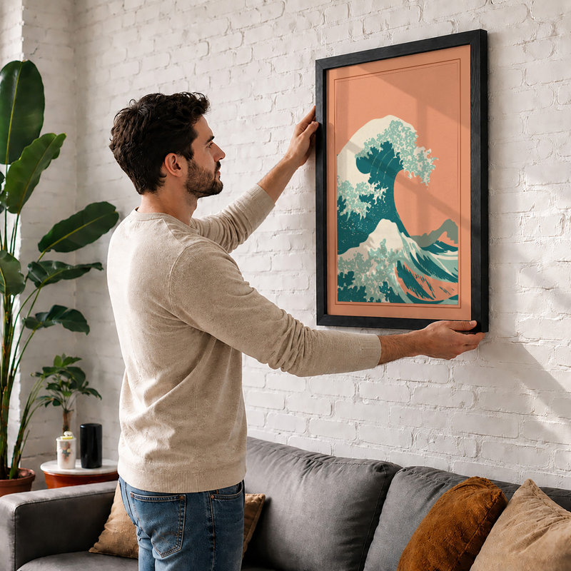 Wave at Dawn Coastal - Framed Print, Black, A3 - 42.0 x 29.7 cm