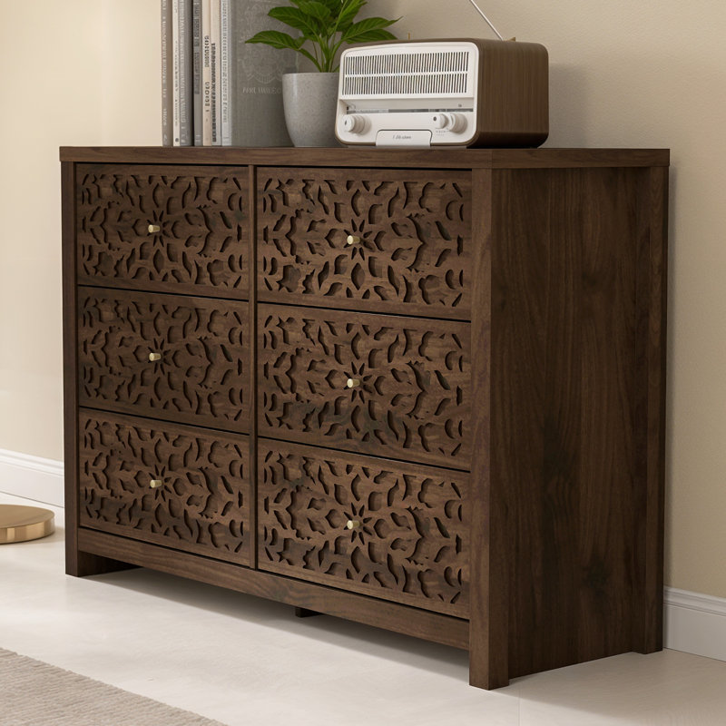 Commode 6 tiroirs L 45,4 po Lukasik, Noyer royal