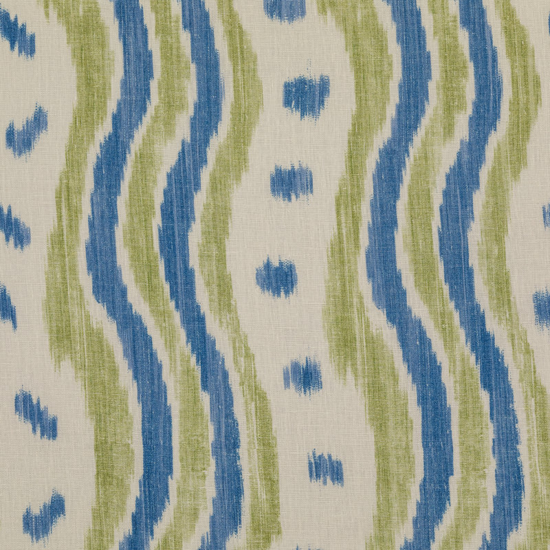 Ikat Stripe Fabric, Blue/Lime