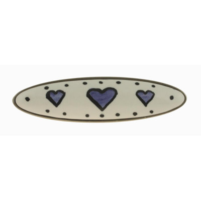 Poignée 3 po à motif de cœurs bleus et nickel satiné