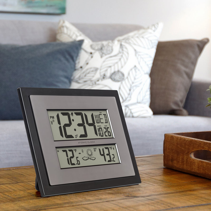 Black Atomic Digital Wall Clock with Large Display