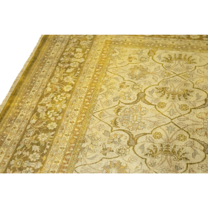 Hand Knotted Wool Area Rug in Gold And Brown
