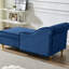Chaise longue en velours bleu marine avec espace de rangement généreux - Revêtement doux et pieds dorés chics et modernes-585169263