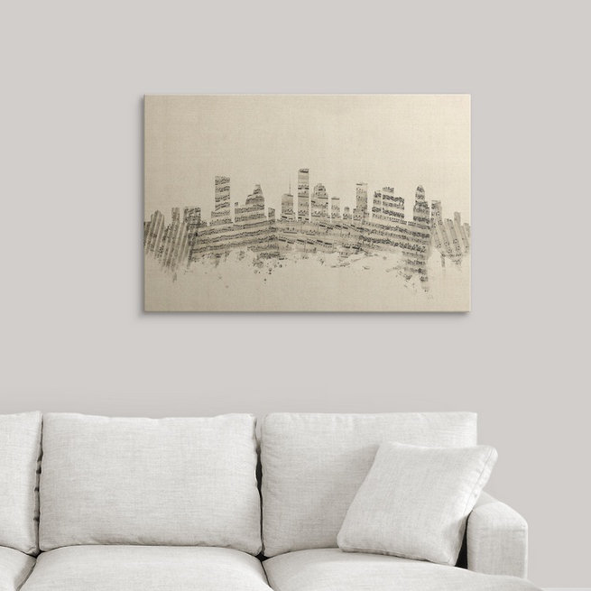 «Francy Houston Texas Skyline Partition Cityscape» par Michael Tompsett, impression, H 32 po x l 48 po x P 1,5 po, Toile