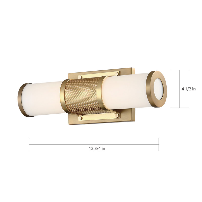 Evan 1-Light Dimmable LED Brushed Brass Bath Sconce