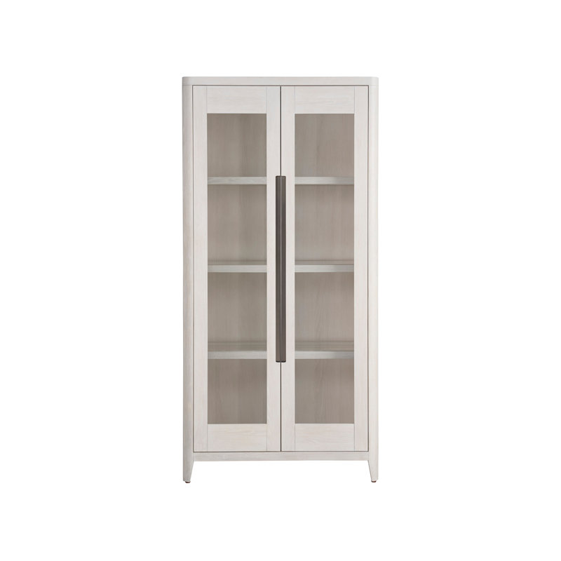 Tall White Oak Modern Display Cabinet with Glass Doors