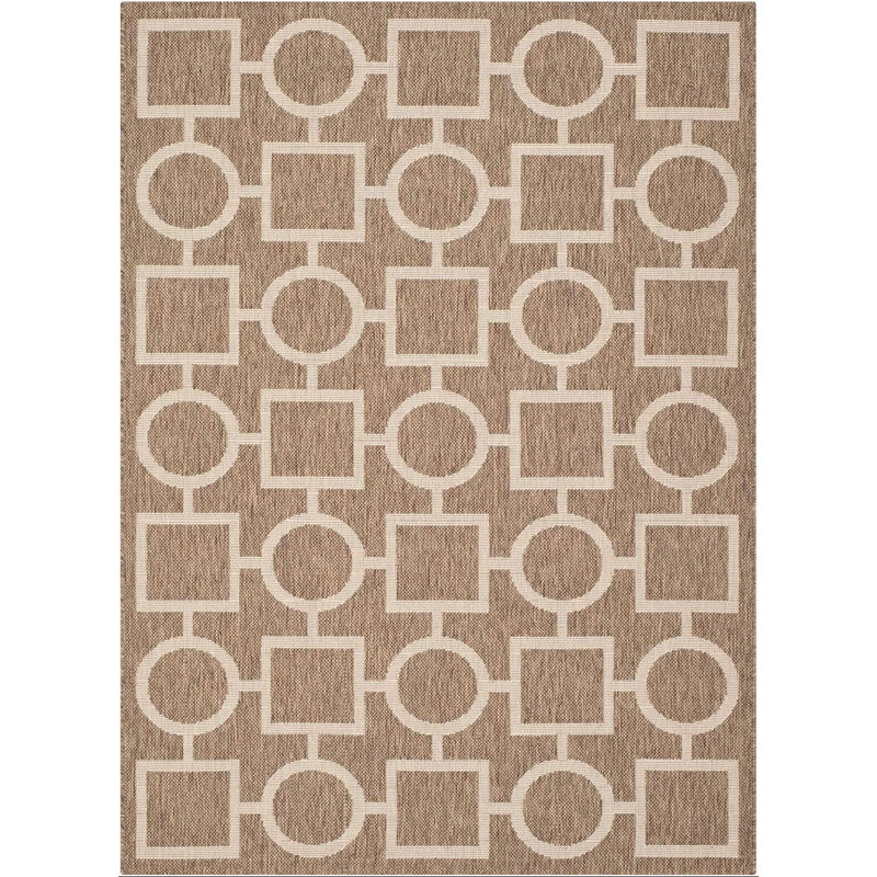 Arneshia Geometric Brown/Tan Area Rug, Rectangle 5'3" x 7'7"