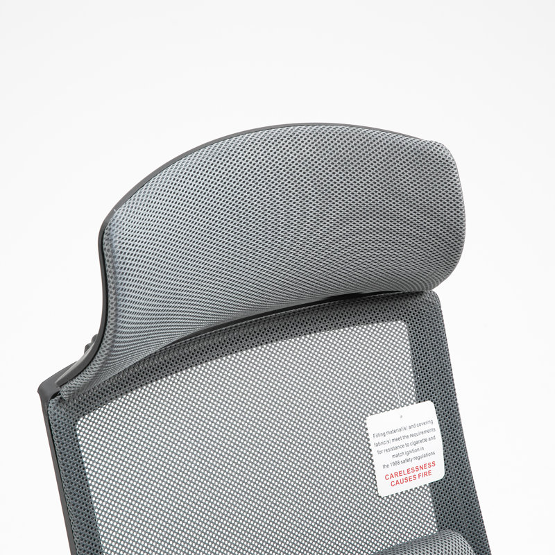 Biddick Office Chair with Headrest, Grey