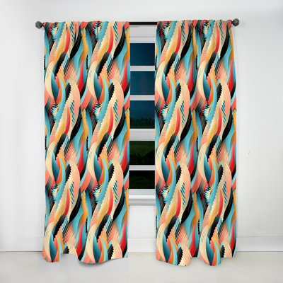 Colourful Boho Spirit Striped Pattern - Abstract Geometric Room Darkening Curtain - 1 Panels