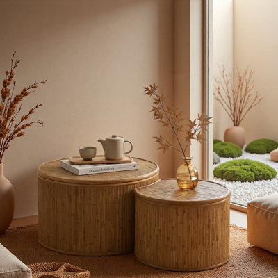 Table basse rétro en rotin 43,9 po