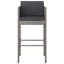 Ensemble de 4 chaises tabouret d'extérieur Lexy, tissu noir et rotin gris