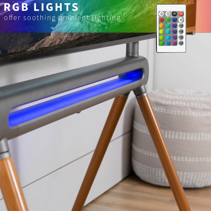 Brown Wood 49" to 70" TV Easel Stand with RGB Light