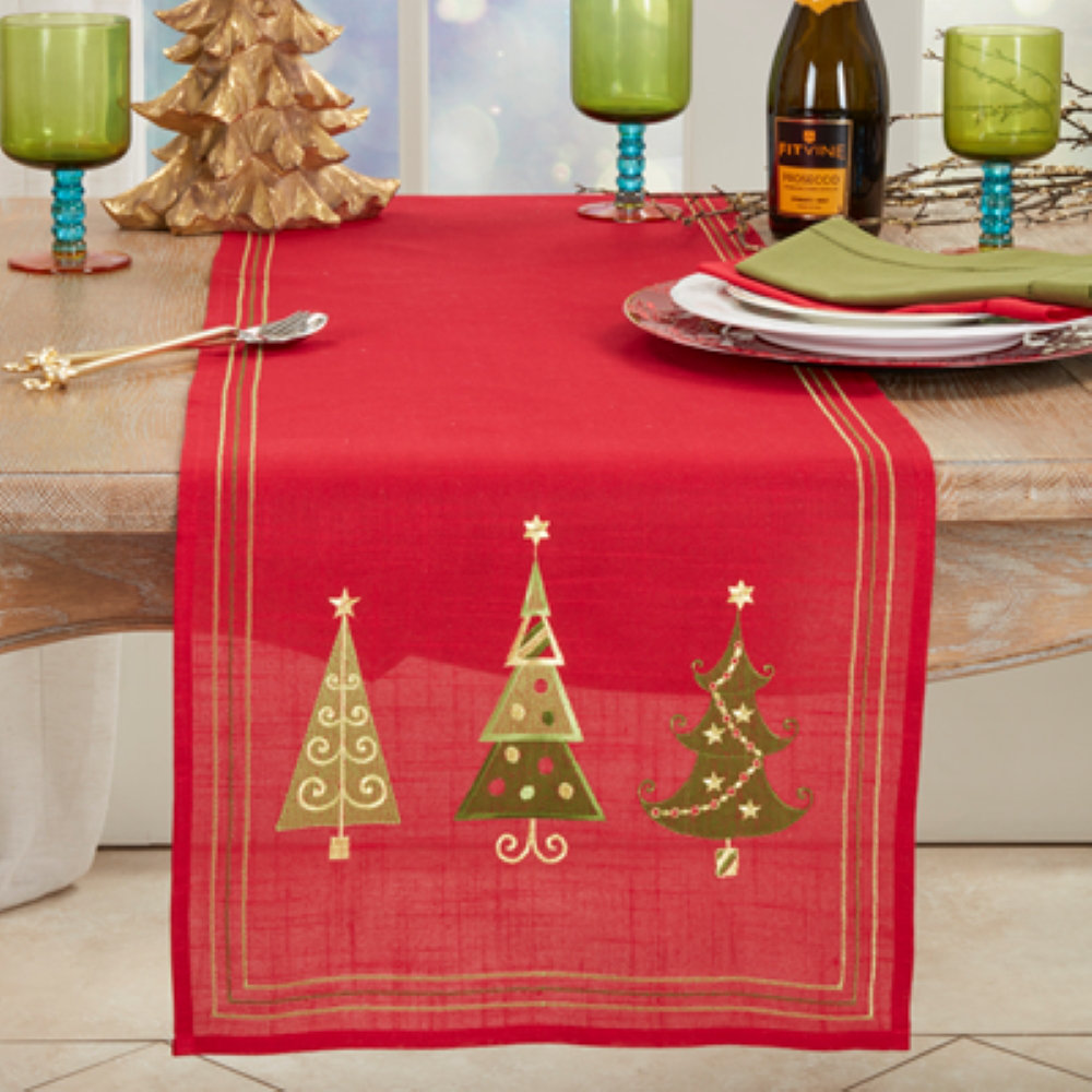 Floral Christmas Table Runnner, 90" x 16"
