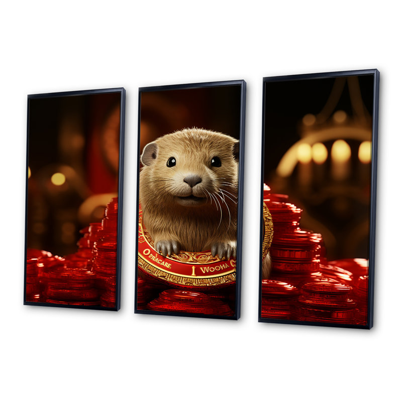 Royauté Beaver - art mural Beaver, H 28 po x l 36 po, Cadre flottant noir