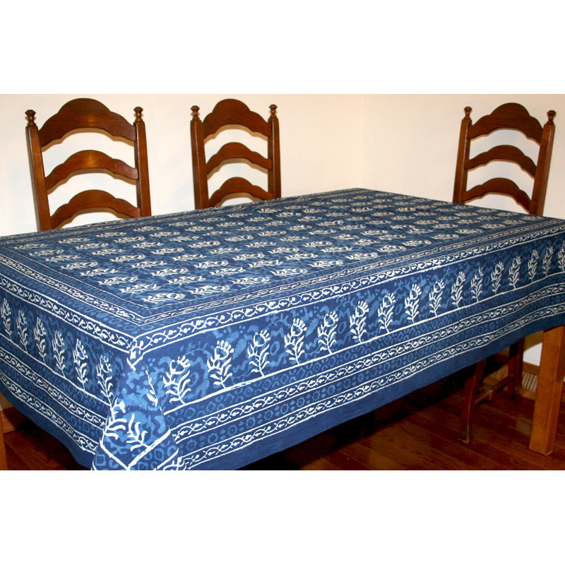 Indigo Dabu Tablecloth, 90" W x 60" L