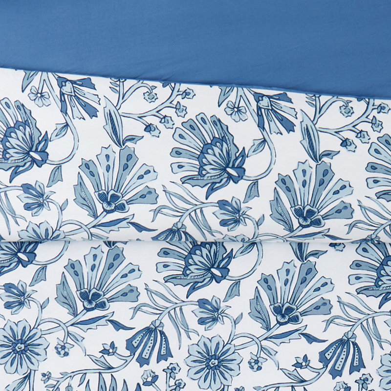Ensemble d'édredon en coton 3 pièces bleu / blanc, Édredon pour lit simple + 1 taie décorative stan