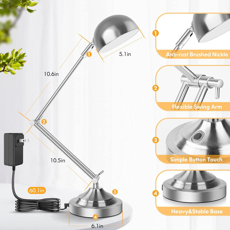 Lampe de bureau en métal Ibtisaam, Argent