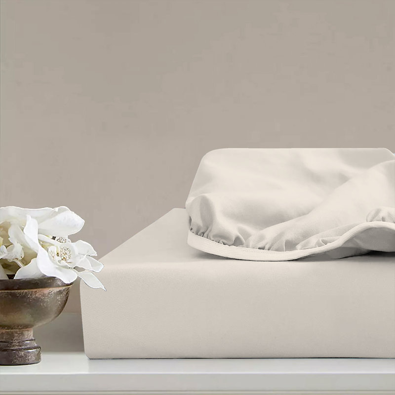 Shenya Percale Fitted Sheet, Ivory, Single Fitted Sheet