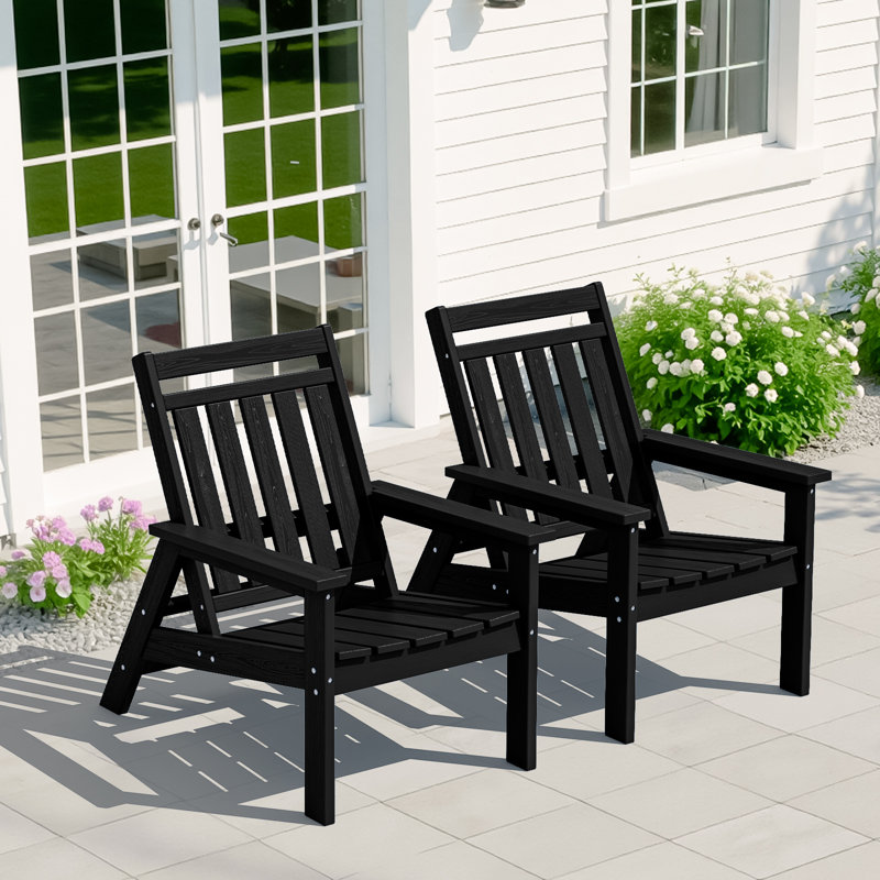 Ensemble de 2 chaises Adirondack d'extérieur en PEHD toutes saisons réglables, Noir