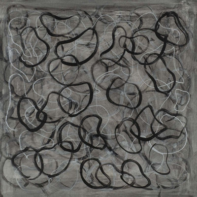 Gray and Black Squiggly Swirls Print Canvas