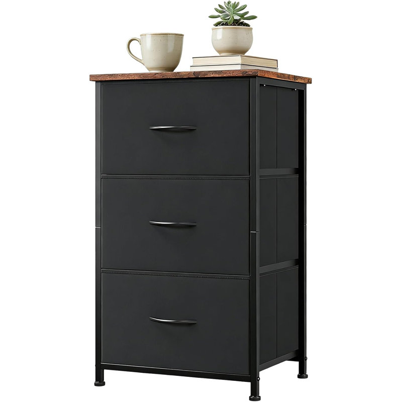 40 cm W Chest of 3 Drawers, Black