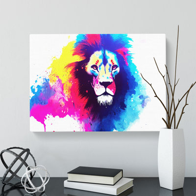 Colourful Lion Vol.2 Abstract - Wrapped Canvas