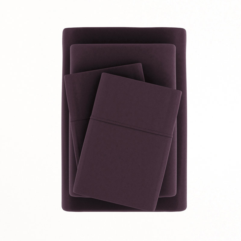 Ensemble de draps en microfibre doublement brossée 4 pièces Becky Cameron 1800 Series, Mauve