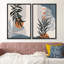 Silhouettes de plantes de la forêt et symboles du milieu du siècle, formes abstraites, bohème moderne, nature, chic, 2 pièces-98109332-98109333