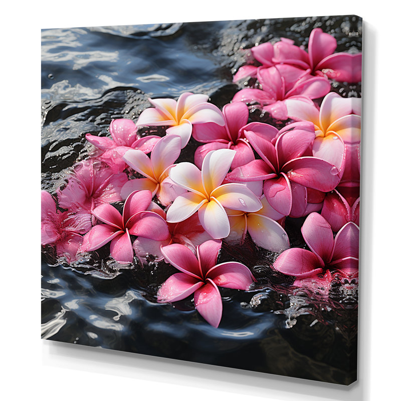 Plumeria rose II - art mural Plumeria, Toile tendue, H 36 po x l 36 po x P 1,5 po