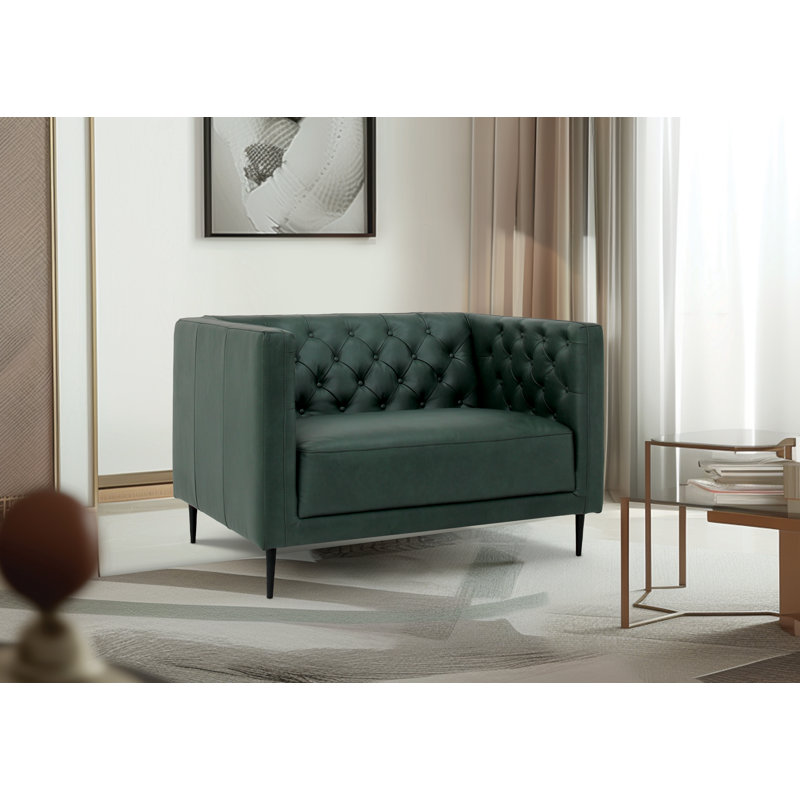 Fauteuil Lucius en cuir fleur 1,5 - Vert