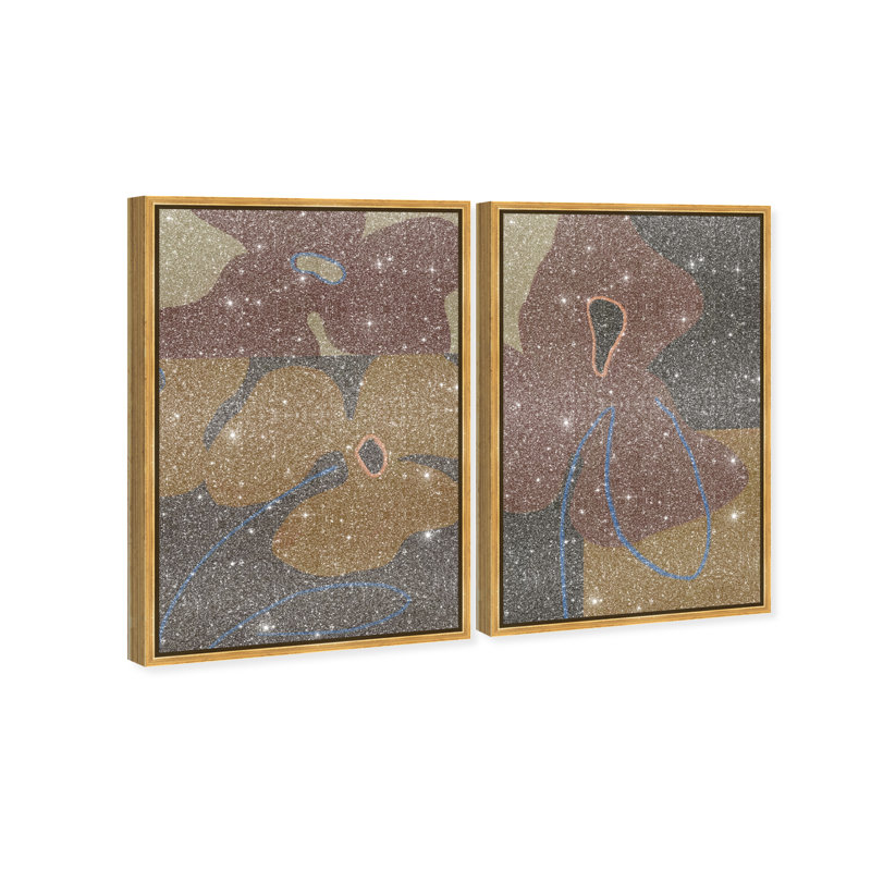 Moody Flowers Set Set by Oliver Gal, 31" H x 21" W, Gold Floater Frame