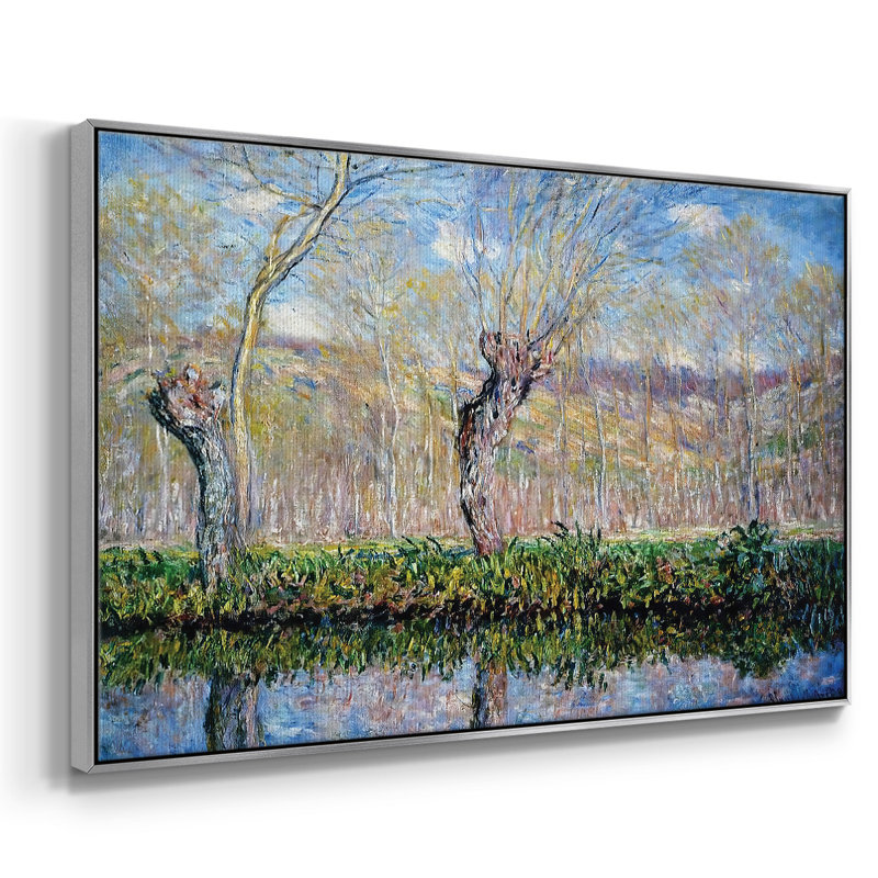 Les rives de la rivière Epte au printemps, 1885, reproduction d'art sur toile, H 25 po x l 37 po x P 2 po, Argent
