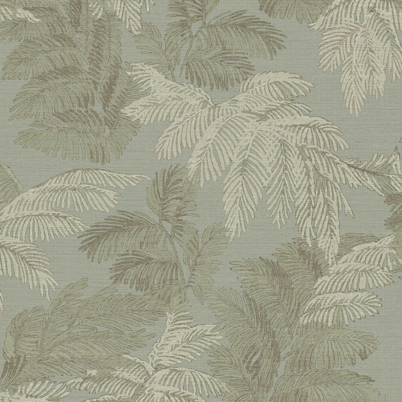 Italian Style Palm Leaf Design Wallpaper Roll, Green