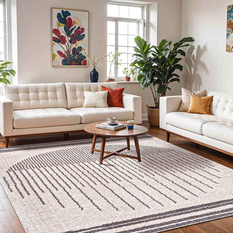 Machine Washable Shaggy Boho Charcoal Area Rug, Rectangle 160 x 213cm