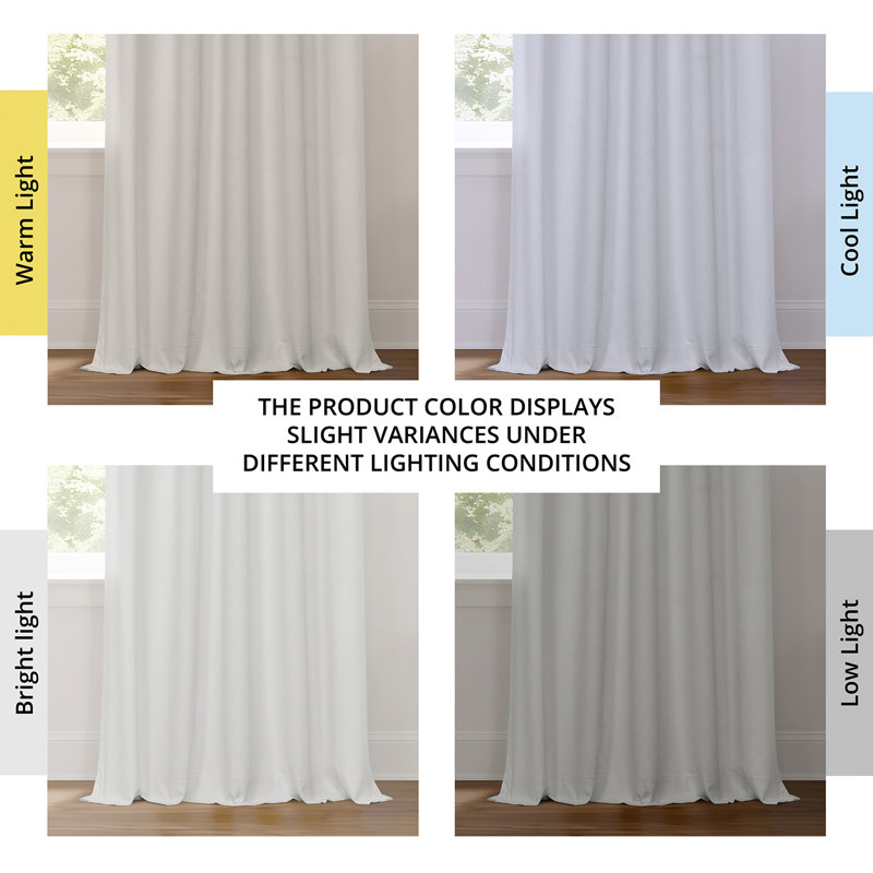 Performance Linen Hotel Blackout Indoor Single Cur Blackout Curtain Single Panel, Off White, 50" W x 108" L