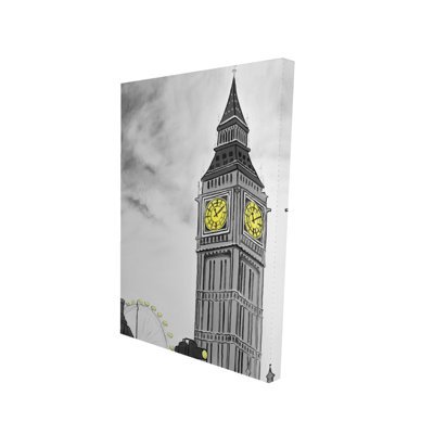 Outline of Big Ben in London - Illustrative Canvas Art