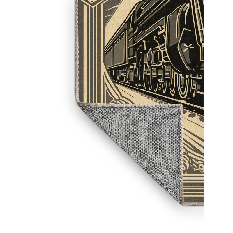 Tapis oriental gris délavé à la machine avec passe-tringle Daleville, 2x4