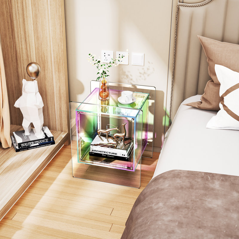 Samuelsson Acrylic Side Table, Nightstand Bedside Table, Iridescent