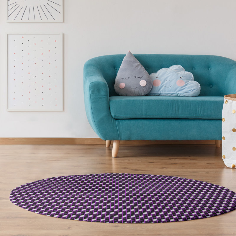 Chenille Geometric Indoor Rug, Round 5'