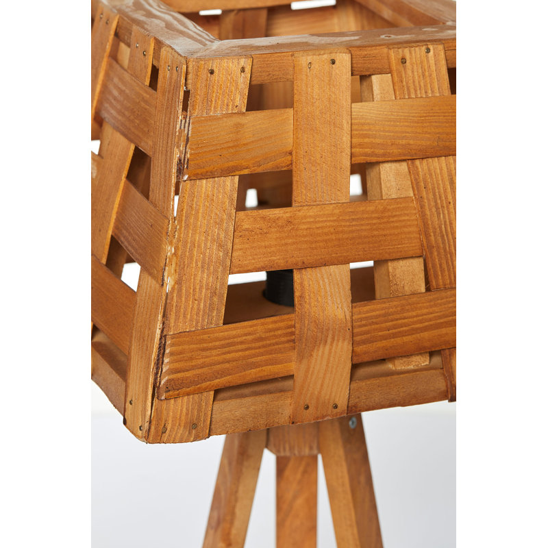 Lampe trépied en bois massif Sipan, Teck naturel